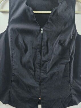 Tempted Womens Large Black Zip Front Sleeveless Top Made USA Y2K Stretch